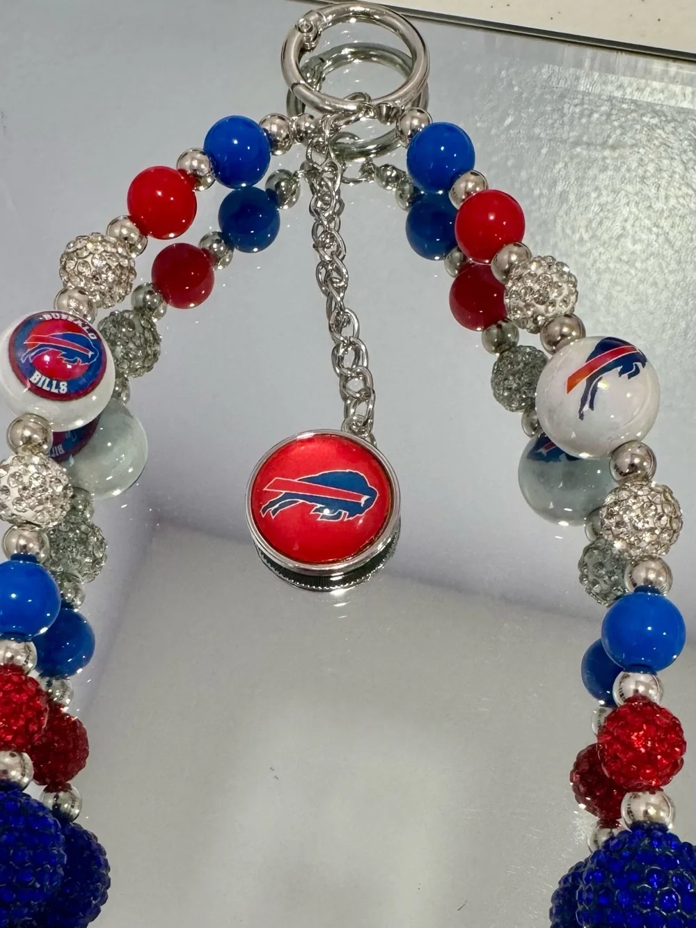 New Red & Royal Blue Beaded Phone Chain